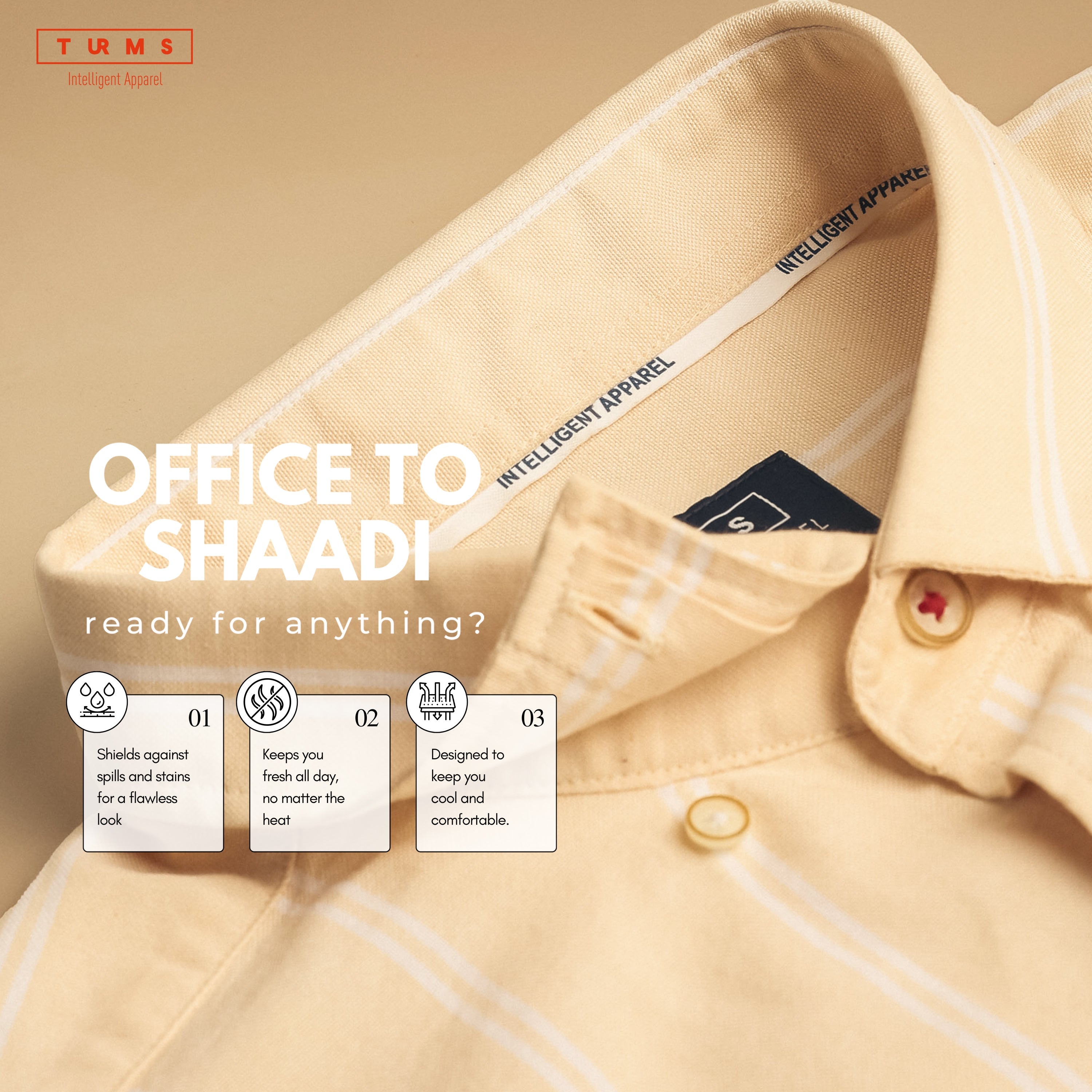 TURMS ANTI STAIN ANTI ODOUR MENS BEST REGULAR COLLAR STRIPE SHIRTS