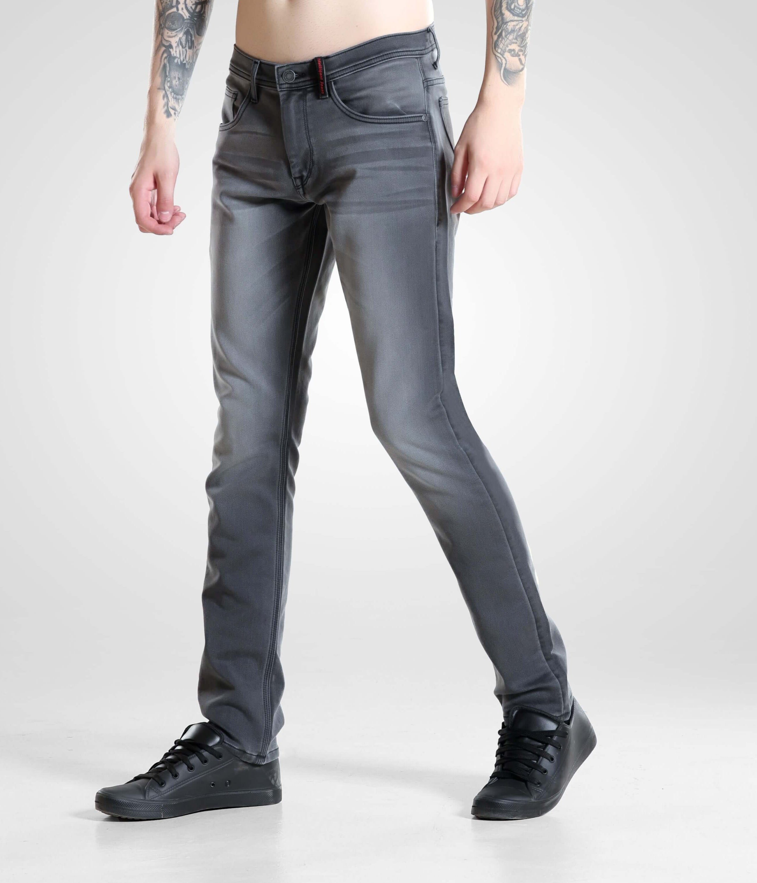 Grey Monk high-performance denim pants for men by Turms Intelligent Apparel, premium menswear brand, stylish and comfortable jeans