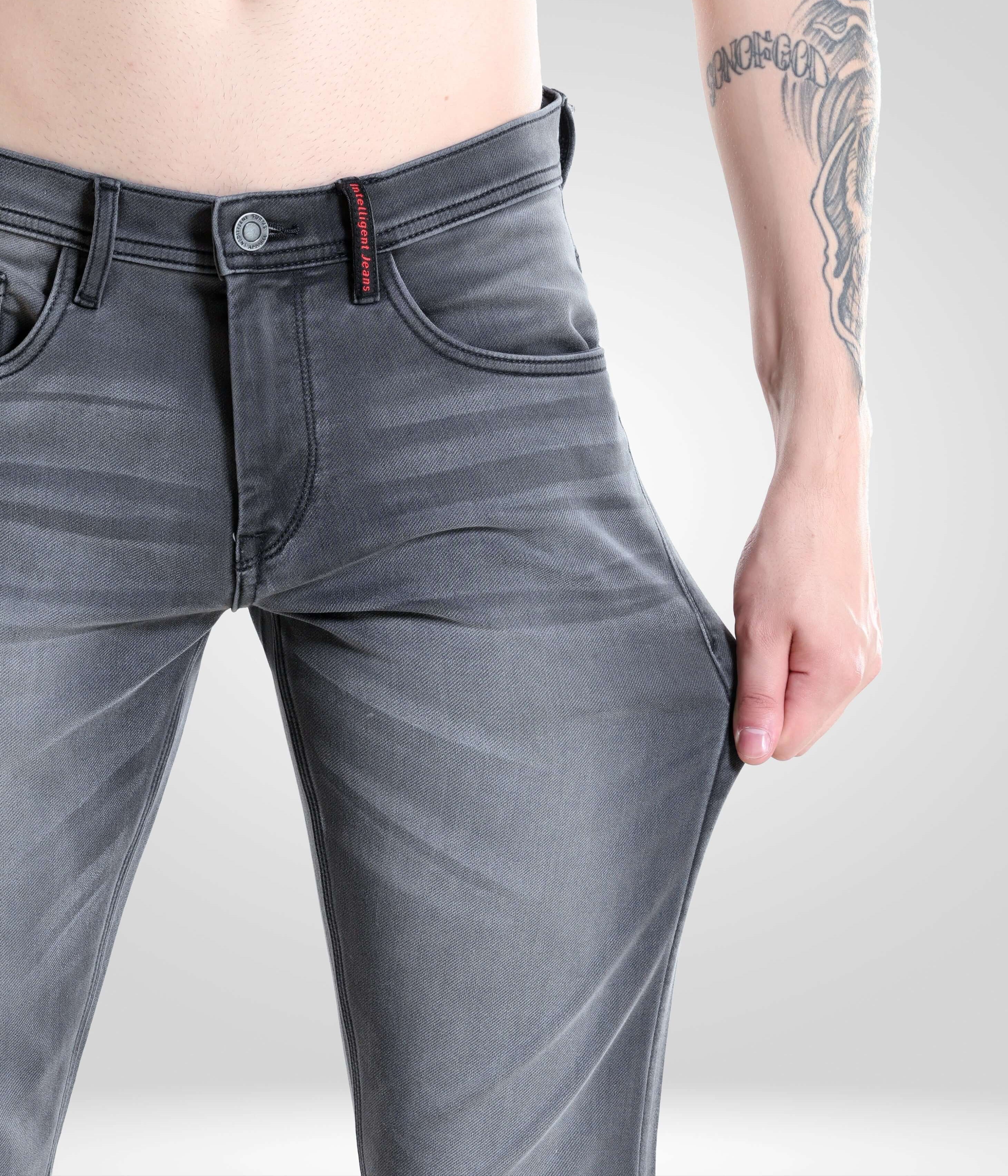 Grey Monk high-performance denim pants from Turms Intelligent Apparel, premium menswear brand, stylish and comfortable denim at