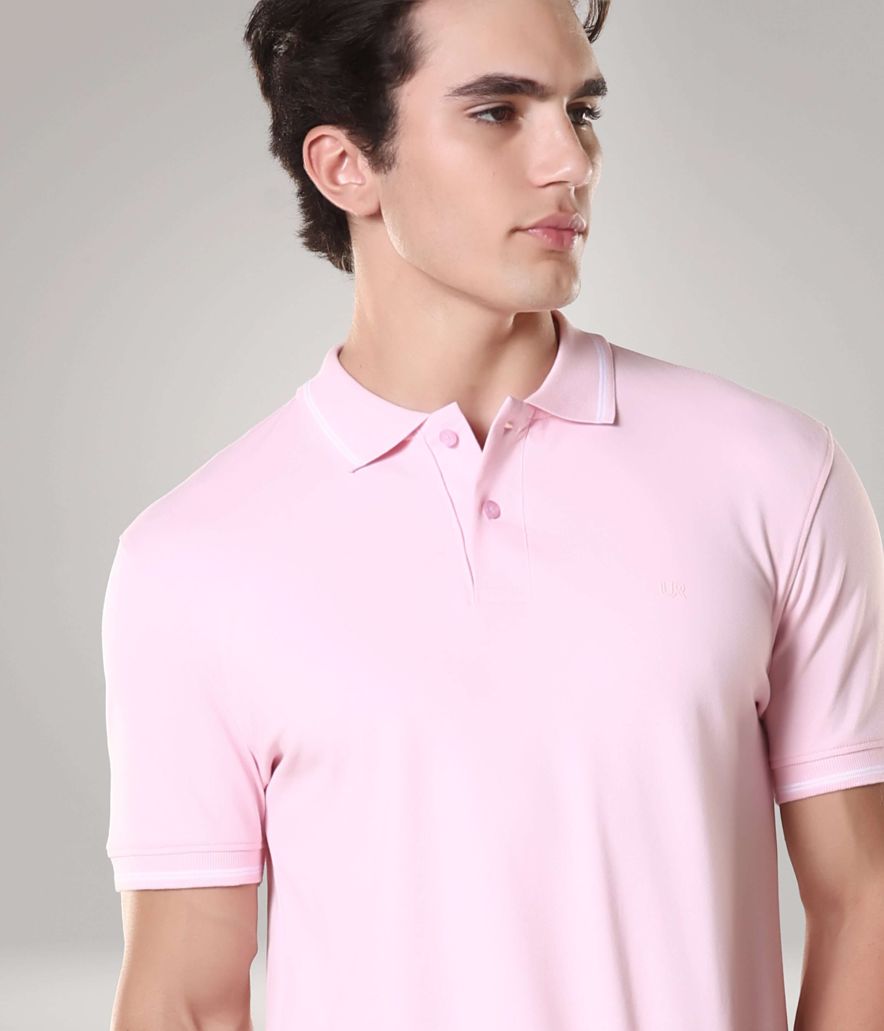 Plain Polo Mens Designer Polo T Shirts Carnation S/38