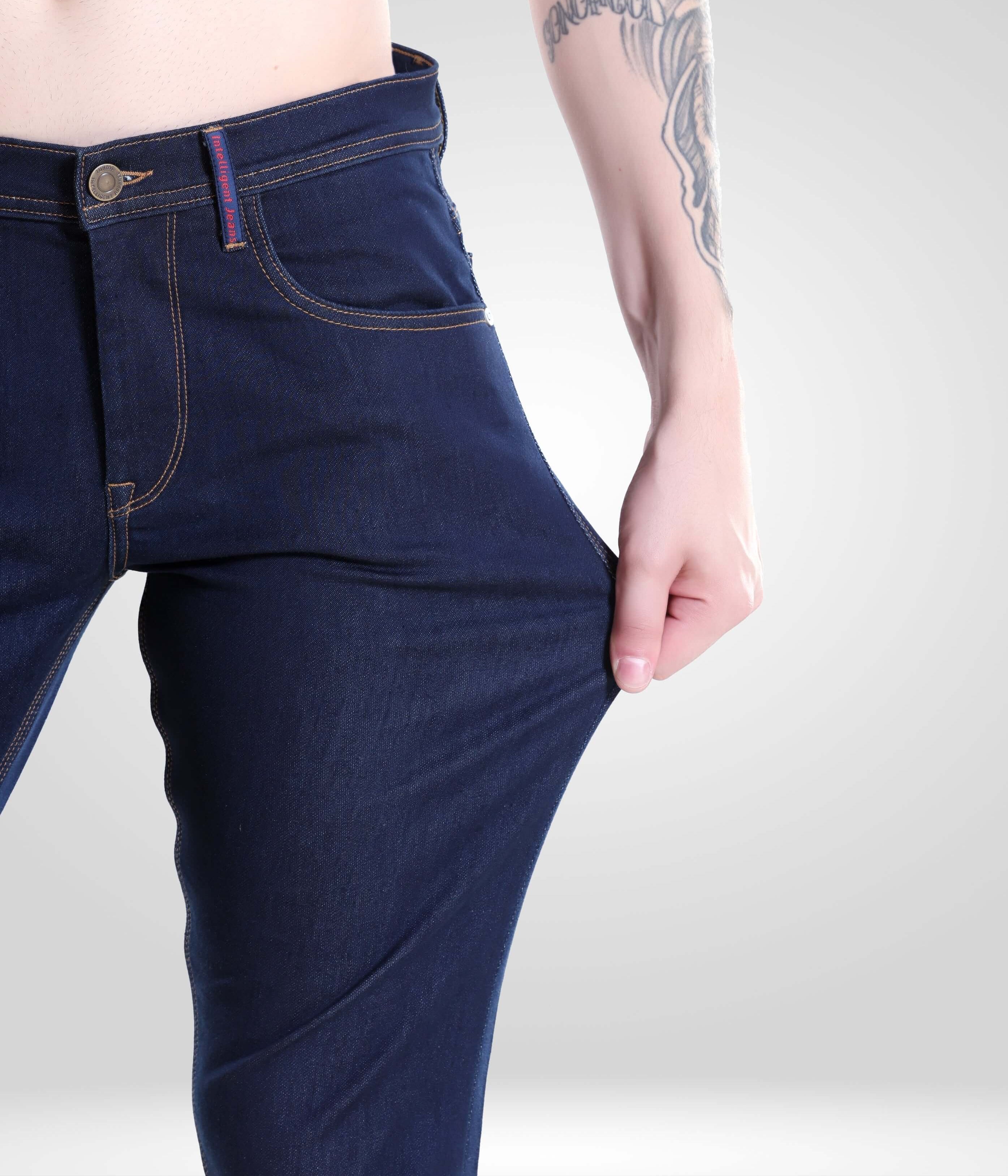 Indigo Trotter high-performance denim pants, turms intelligent apparel, premium menswear, stretchy fabric, best brand, stylish and functional jeans