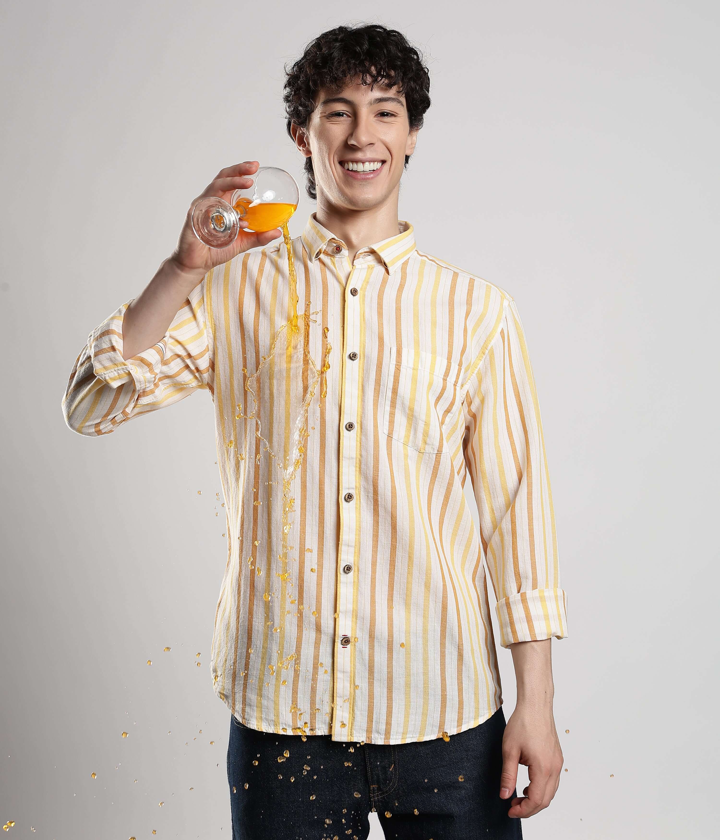Mens full sleeve shirt Gold yellow Linen Luxe