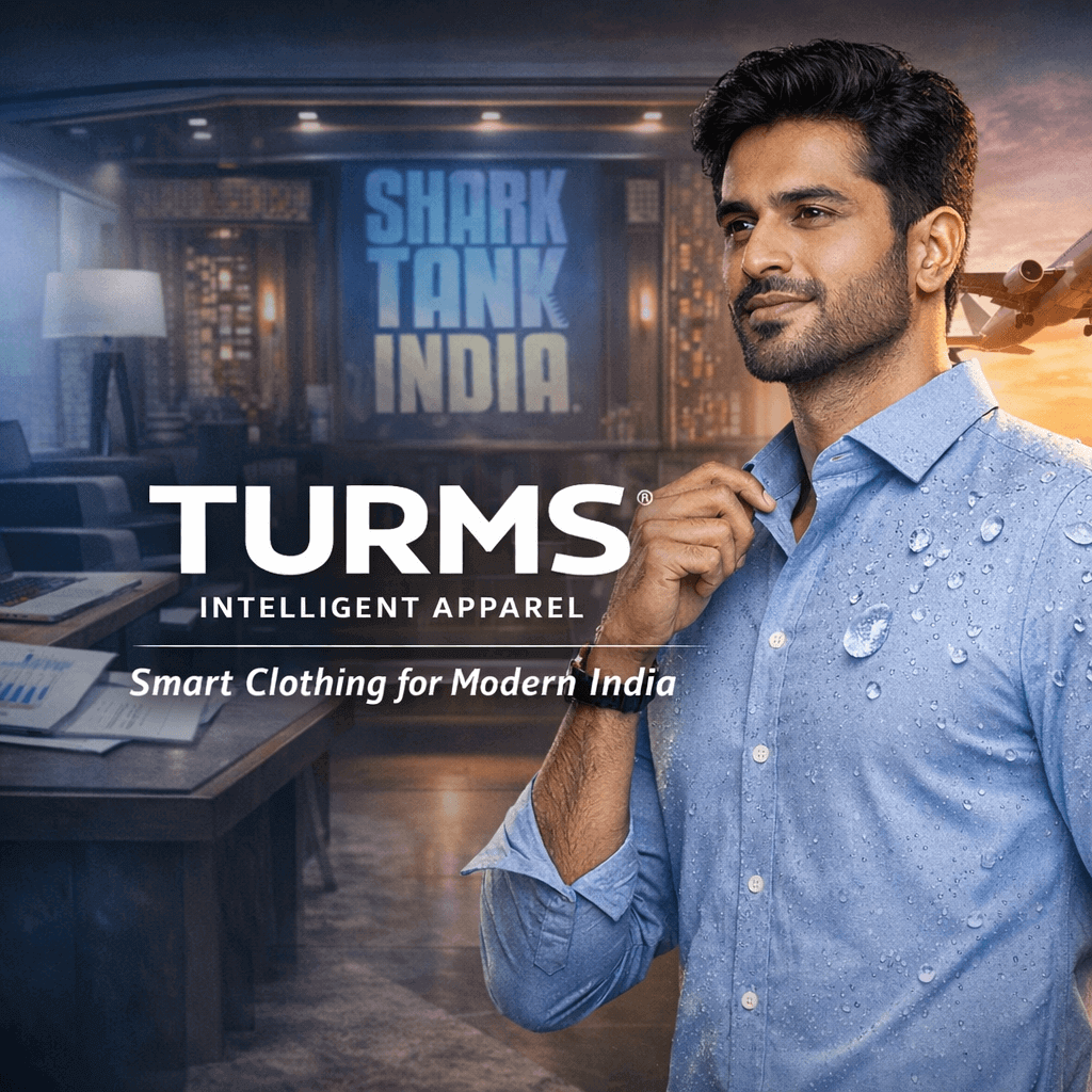 Best shirt brand in India – TURMS Intelligent Apparel smart men’s shirt with anti-stain, anti-odour, breathable fabric inspired by Shark Tank India innovation