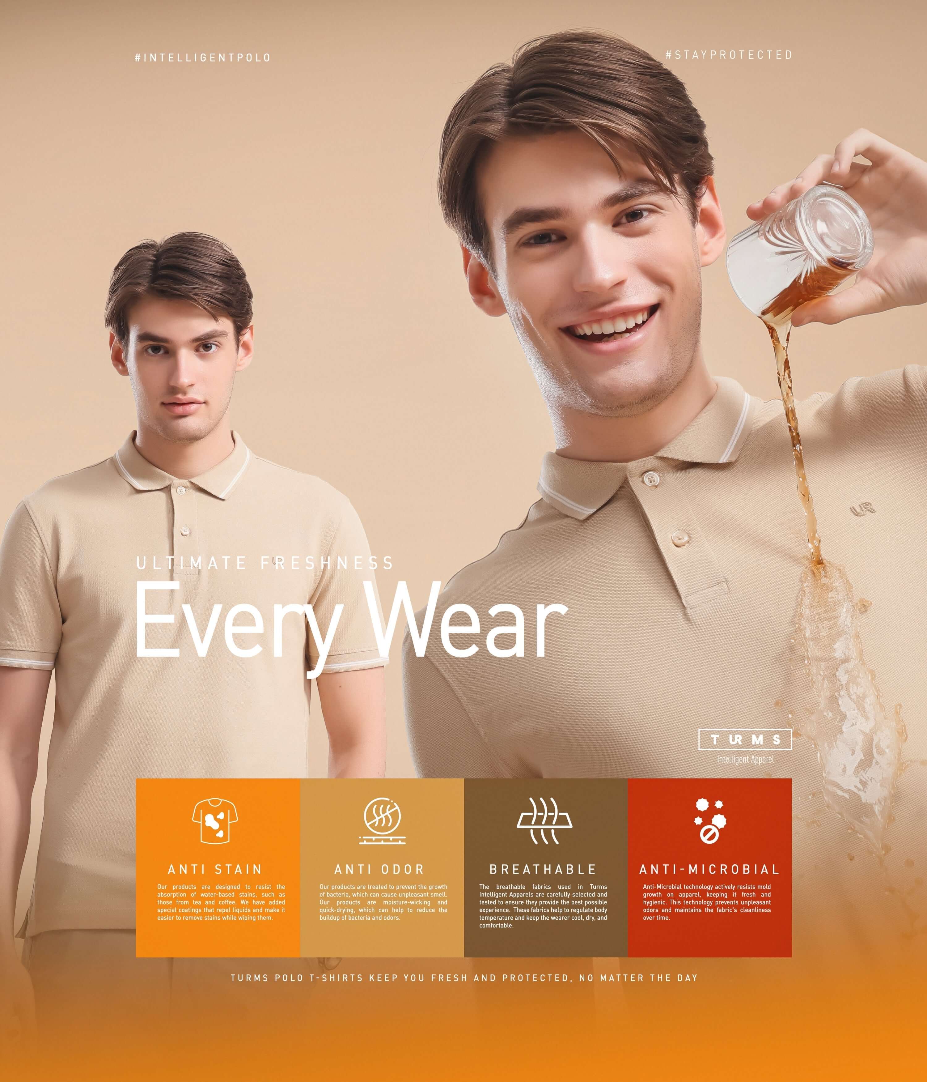 Cotton T-shirts for Men - Water-Resistant & Anti-Odor Fabric