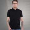 Black mercerized polo T-shirt featuring anti-stain and anti-odor technology for superior everyday wear.