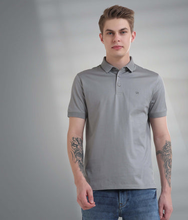 Stylish Diamond Grey mercerized polo T-shirt, stain-proof, anti-odor, tailored fit for men. Perfect for everyday wear.
