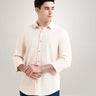 Dusky Beige knitted stretchable shirt for men, premium menswear with anti-stain and anti-odour features, best stripe shirt for style.