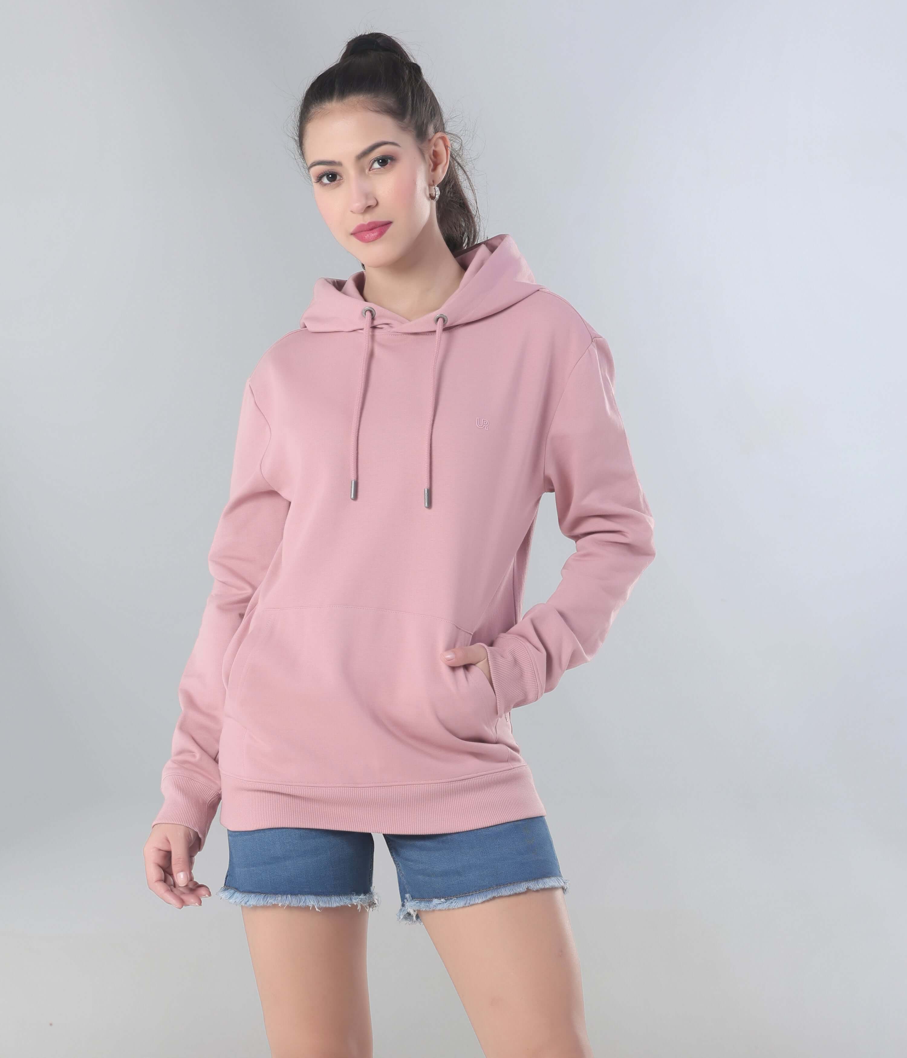 Pink Musing women's hoodie, soft cotton blend, stylish and comfortable, perfect for everyday wear and travel.