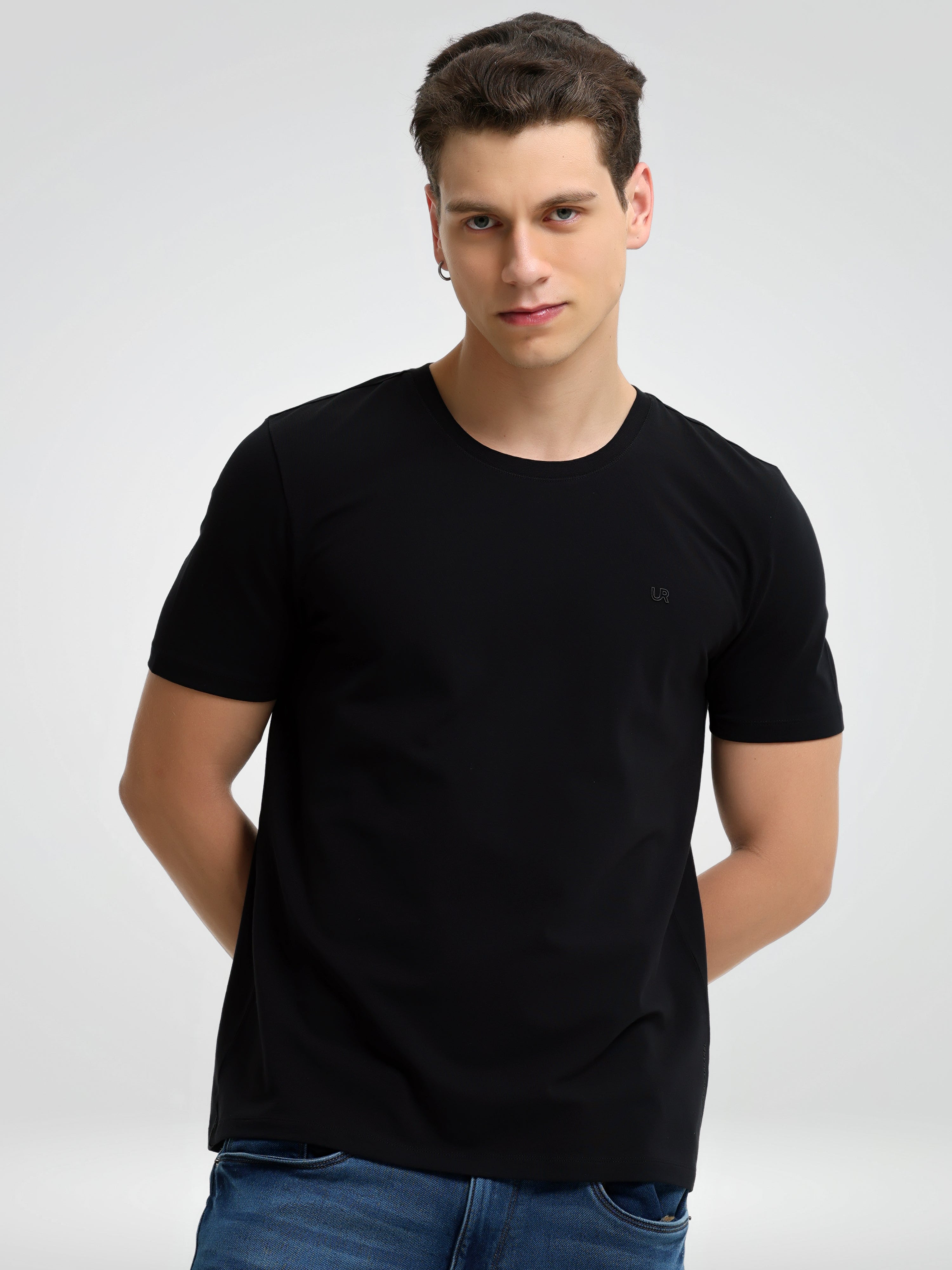 Turms Black Stretchable T-Shirt - Intelligent Apparel