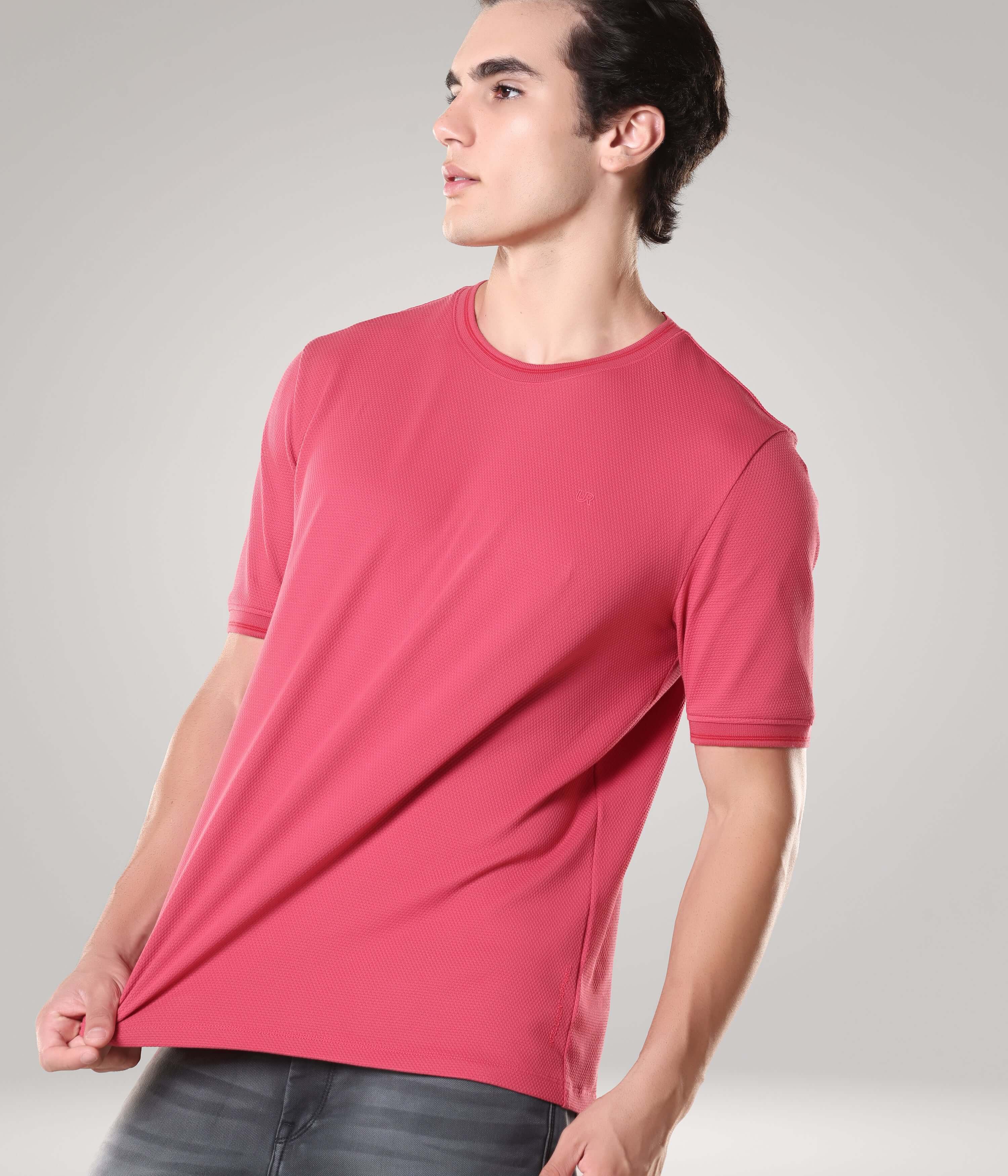 Regal Pink Turms T-shirt with Cooltech, cotton blend, round neck, tailored fit; premium intelligent apparel, anti-stain, anti-odour, comfortable.