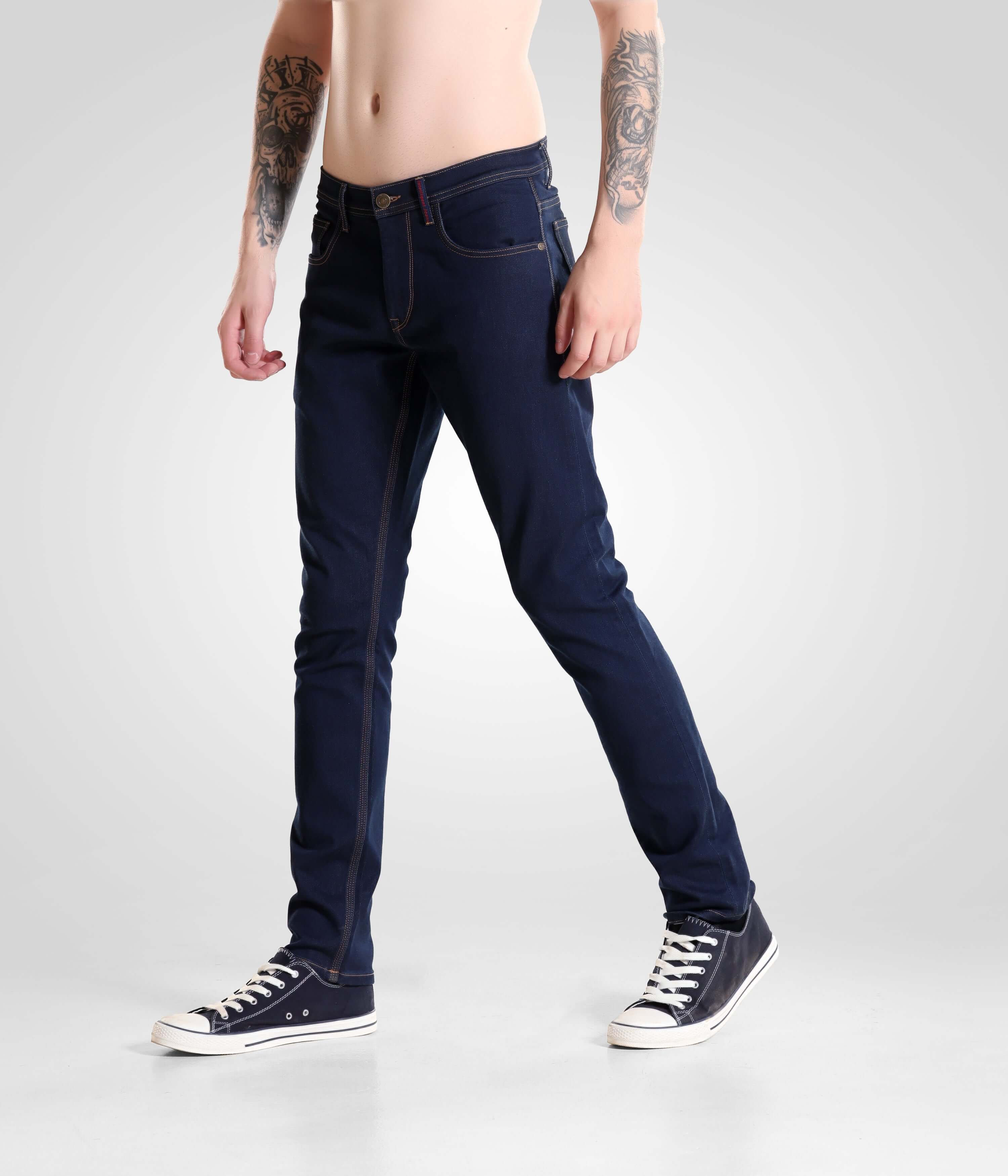 Indigo Trotter high-performance denim pants for men by Turms Intelligent Apparel, stylish and comfortable menswear brand