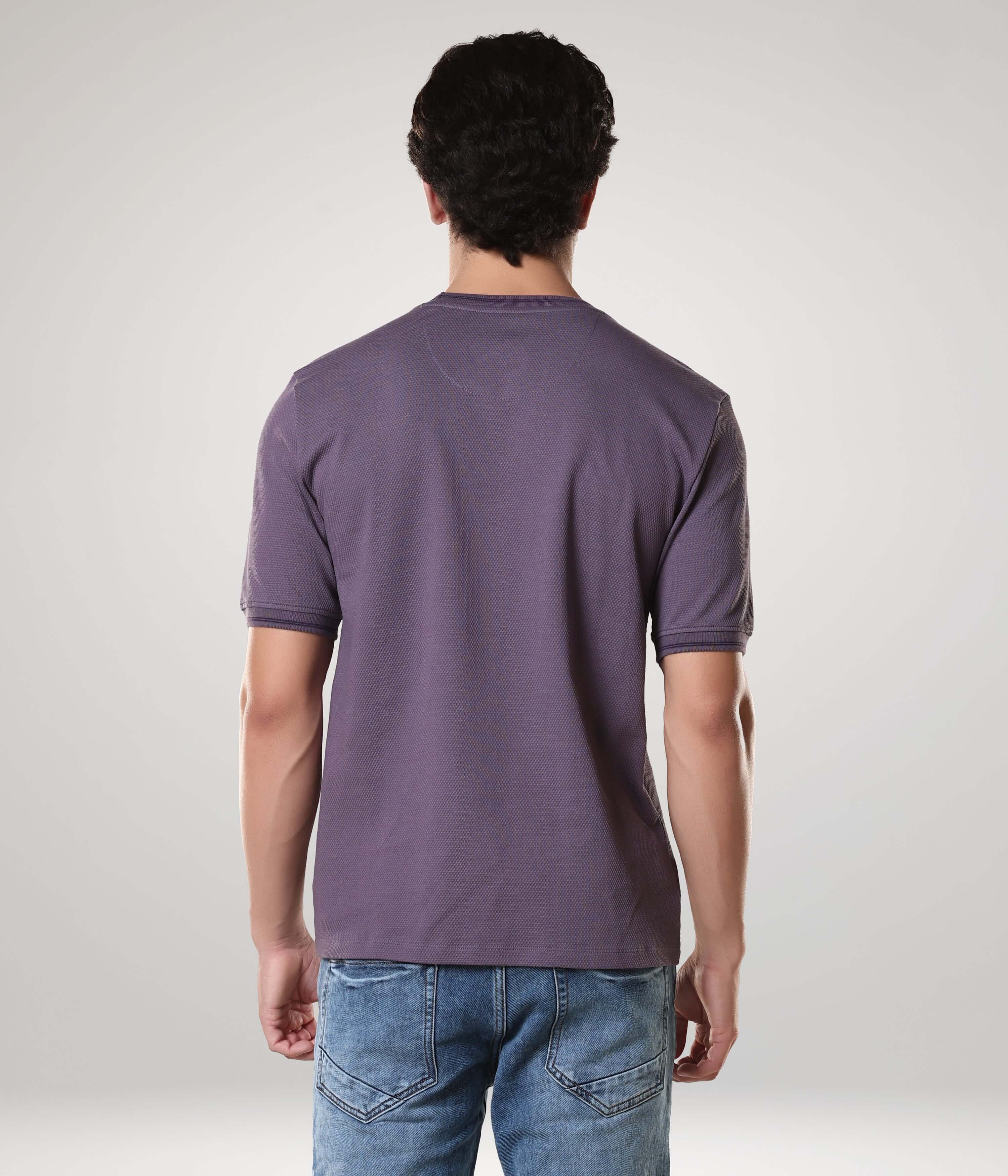 Mulberry Dynasty Coolant Round-neck Turms T-shirt in Premium Cotton featuring crew neckline and tailored fit, back view.