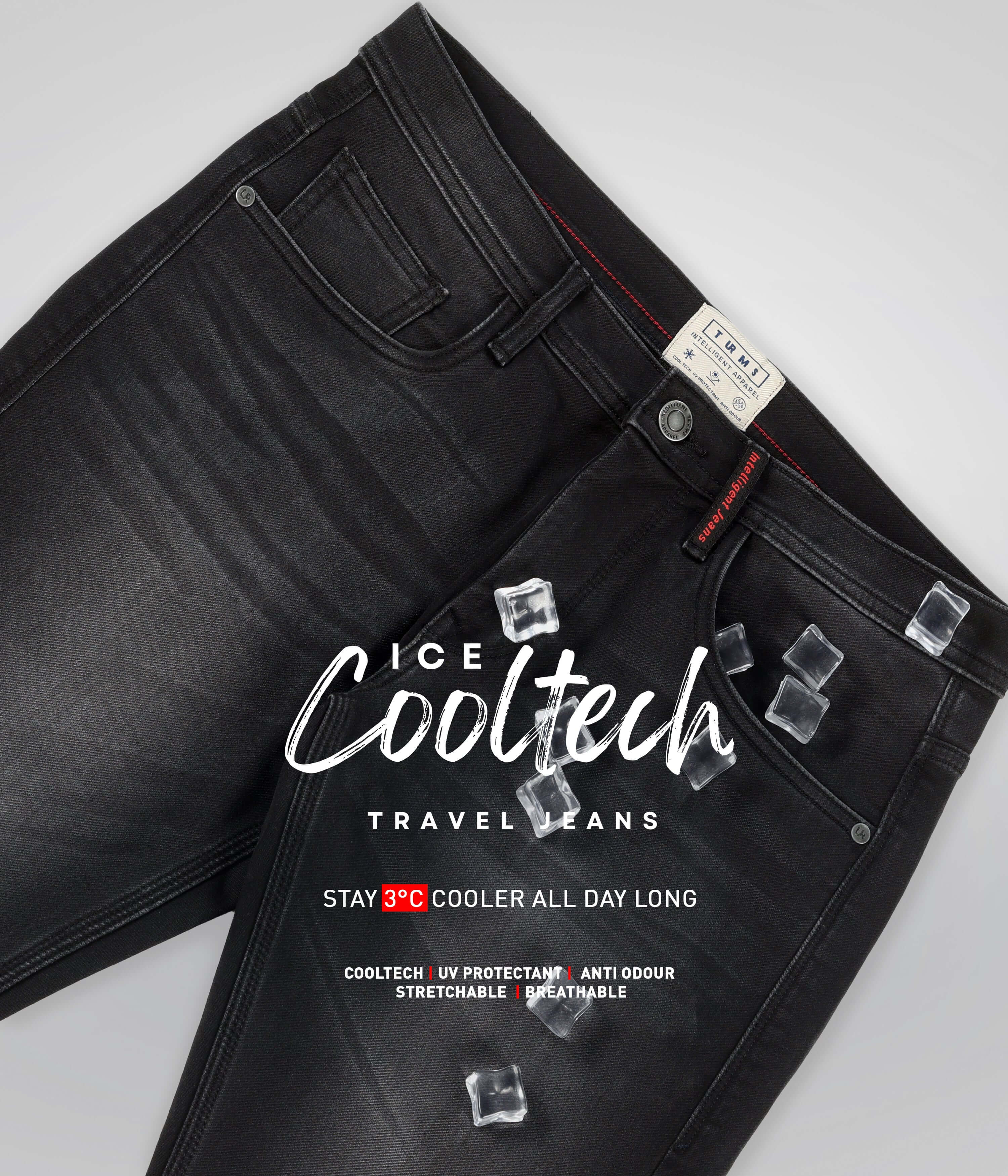 Ice Cool Tech Jeans black denim pants for men - Turms intelligent apparel menswear - Best Brand - Elevate your wardrobe.