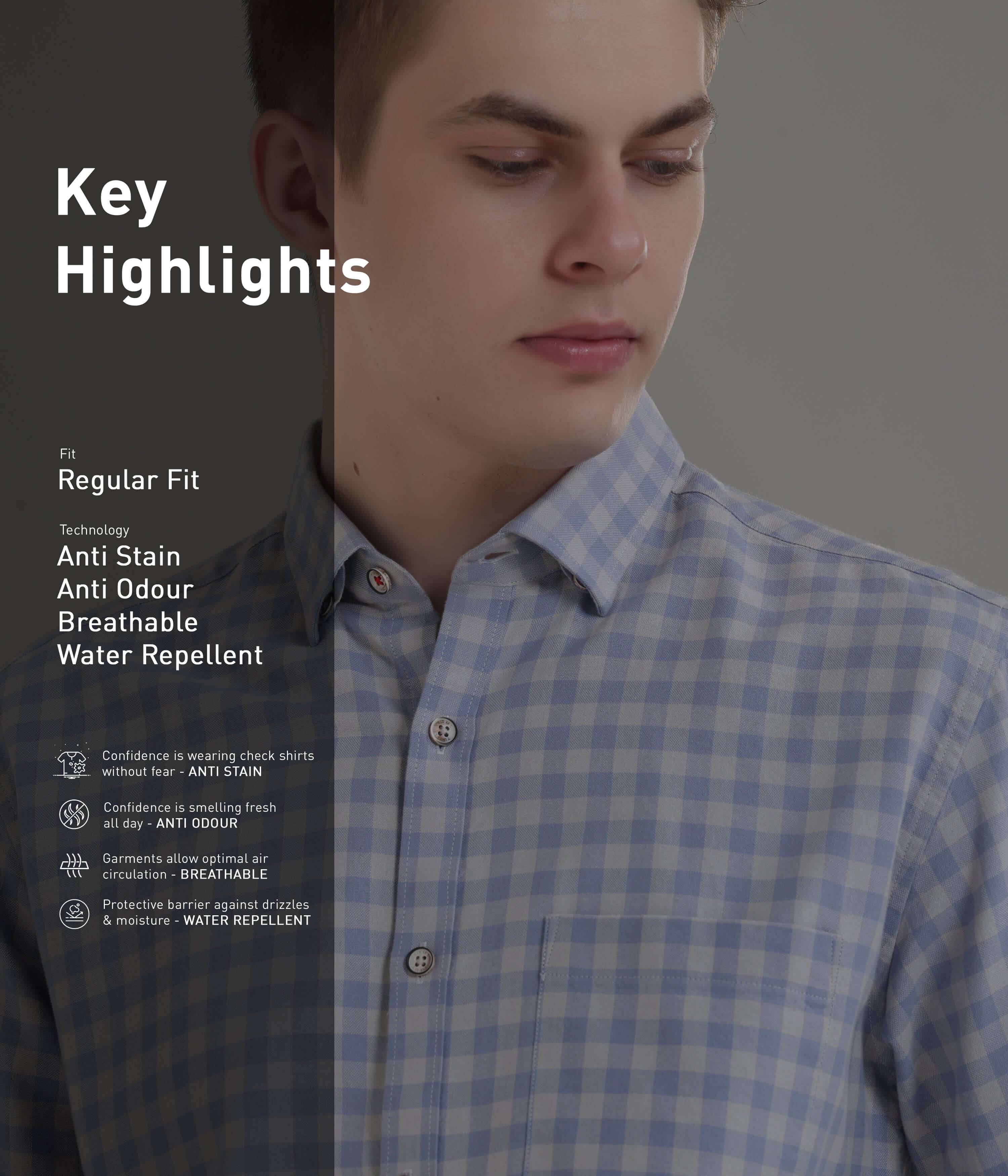 Mens Casual Shirt Lavender Checked Luxe