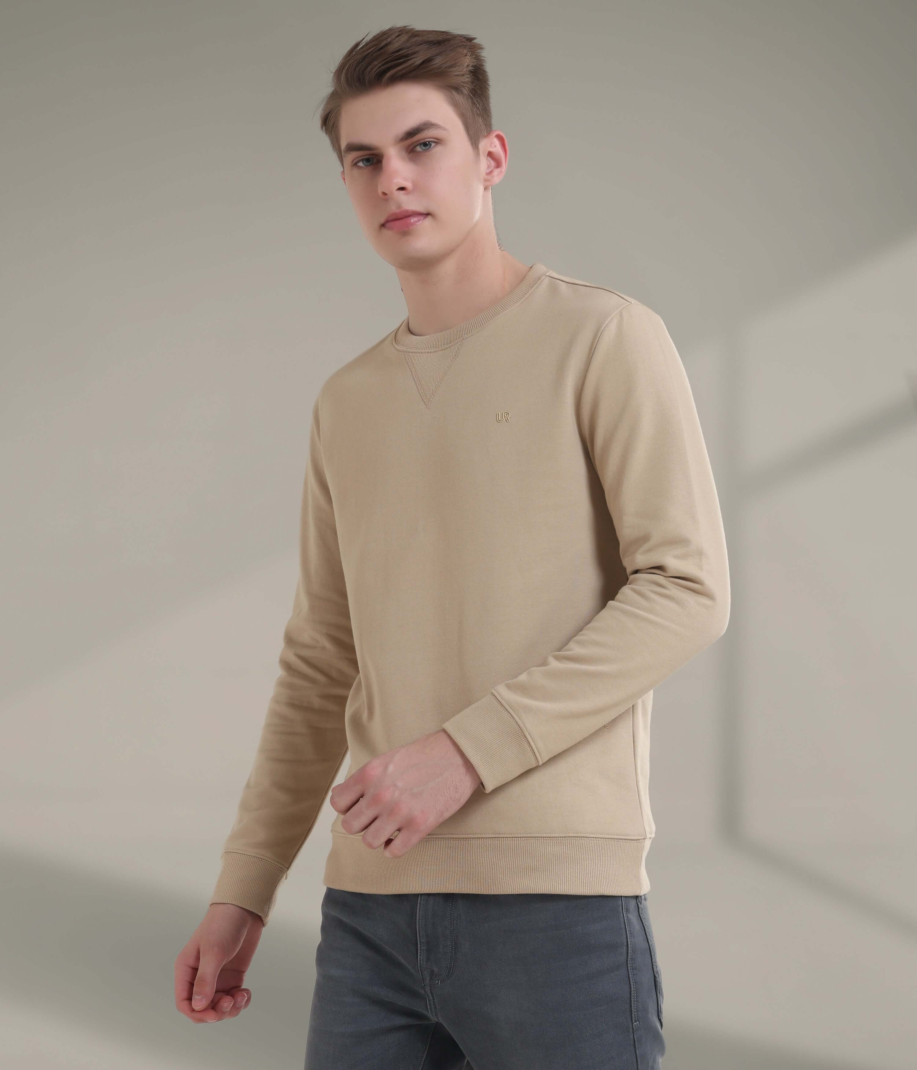 Stylish beige Turms Intelligent Sweatshirt, showcasing a modern design and premium comfort for everyday wear.