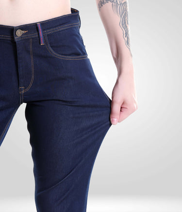 Indigo Trotter high-performance denim pants, turms intelligent apparel, premium menswear, stretchy fabric, best brand, stylish and functional jeans