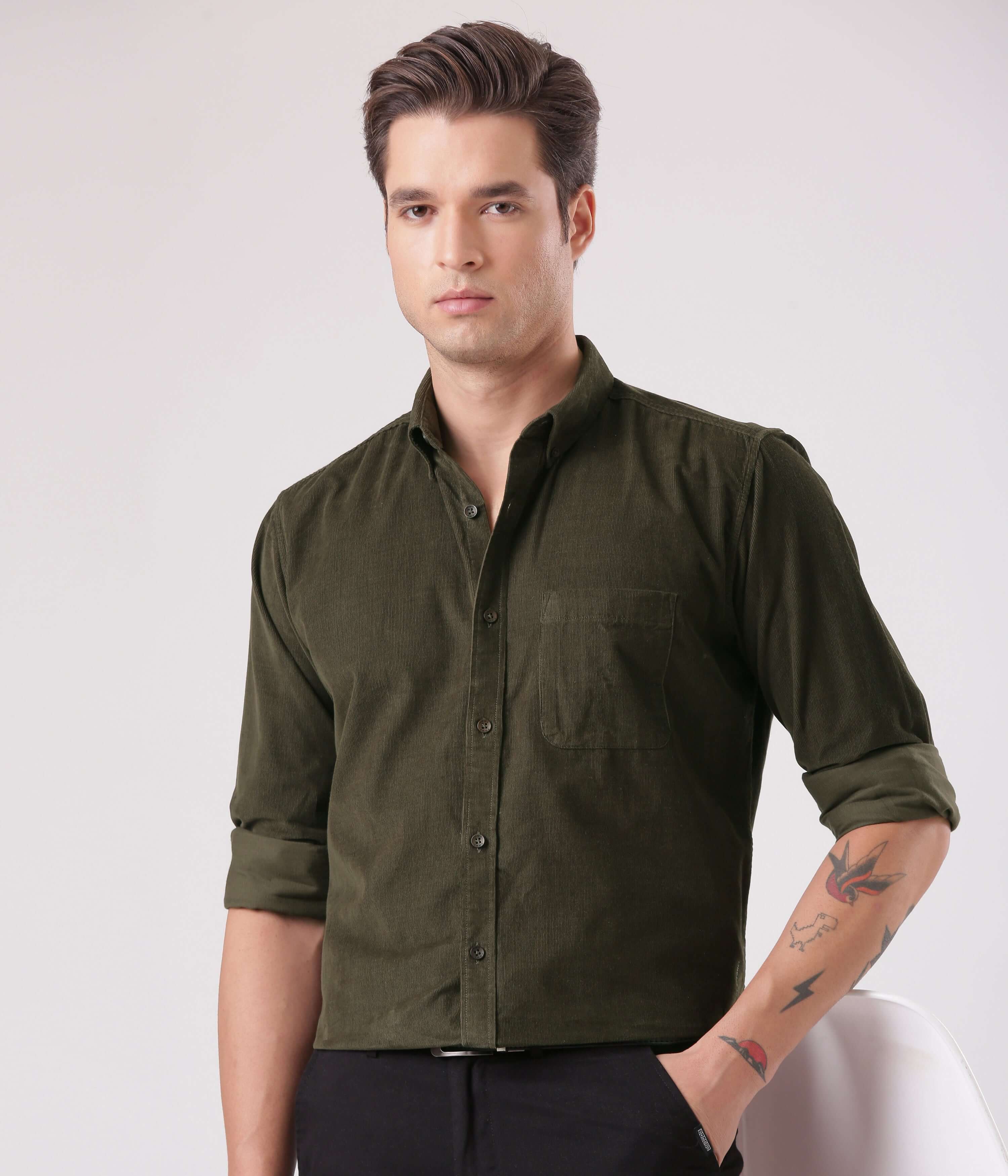 Emerald Star corduroy shirt with water proof turms intelligent apparel for men in India.