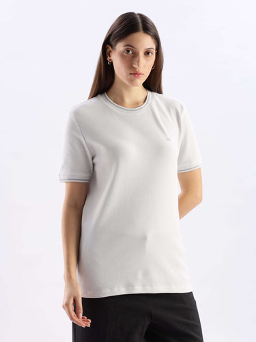 Nova Grey women's round neck t-shirt featuring cooltech fabric for comfort and UV protection.