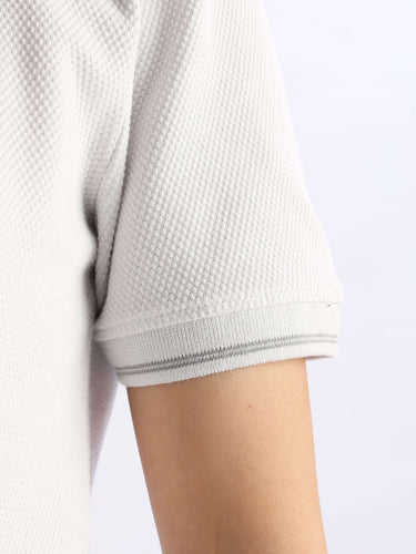 Nova Grey round neck t-shirt showing a close-up of the cuff with a soft, breathable fabric and stylish detailing.