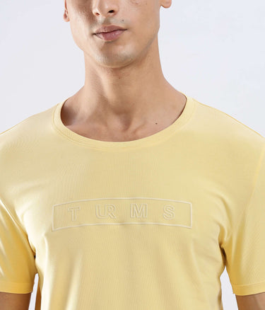 Aura Yellow Turms Worry-Free Intelligent T-Shirt, a soft cotton tshirt with stretchable, waterproof, and anti-odour features.