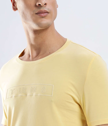 Aura Yellow cotton tshirt with stretchable, waterproof, anti-odour features for ultimate comfort and style.