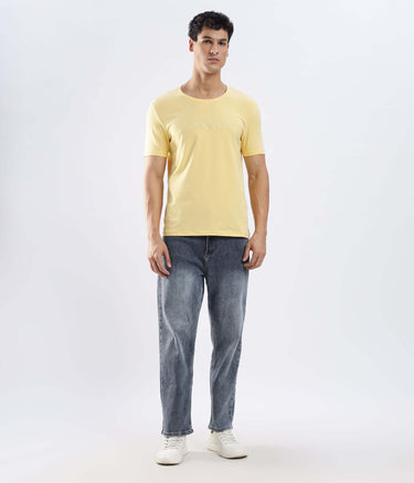 Aura Yellow - Stretchable, waterproof, anti-odour cotton t-shirt for stylish comfort and everyday wear.