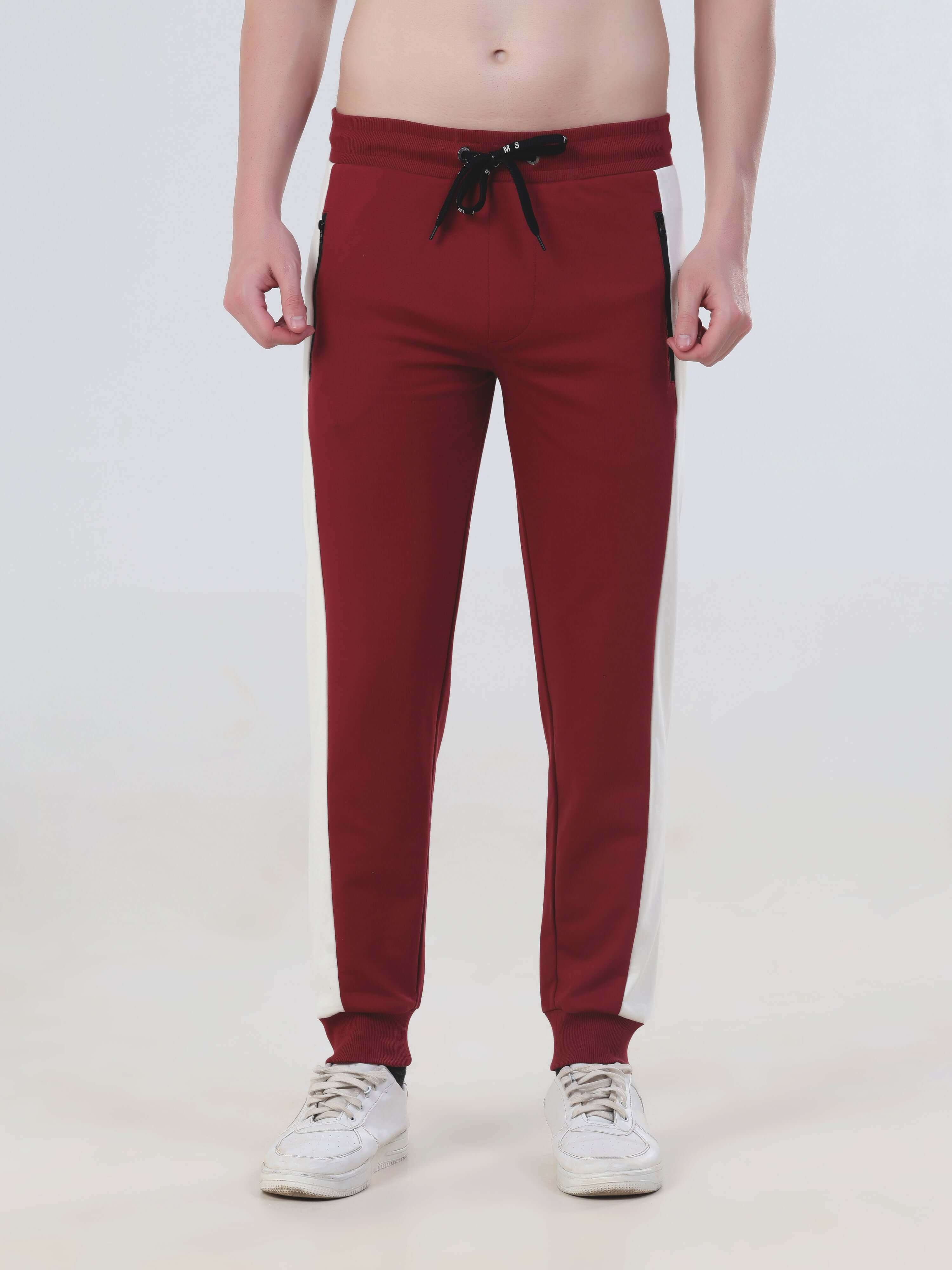 Turms Intelligent co-ord set men, stylish maroon joggers with waterproof features and anti-odour fabric.