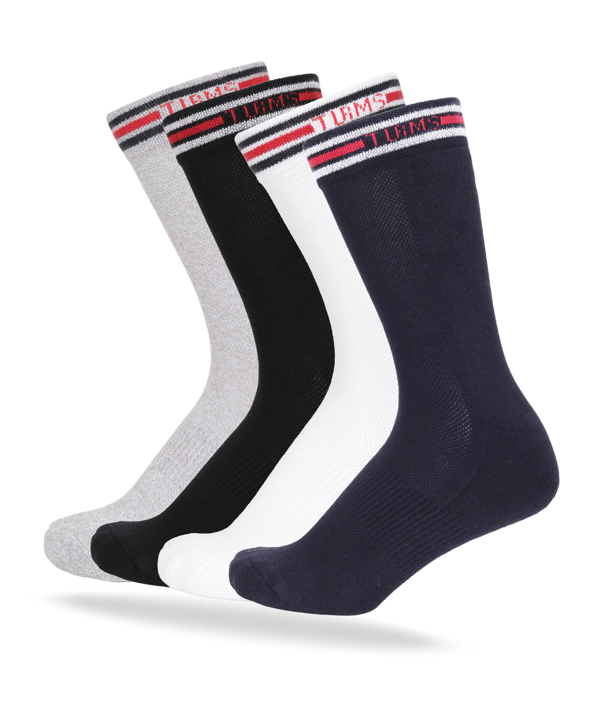 Travel Fresh socks pack of 2 featuring Turms no smell socks in gray, black, white, and navy.