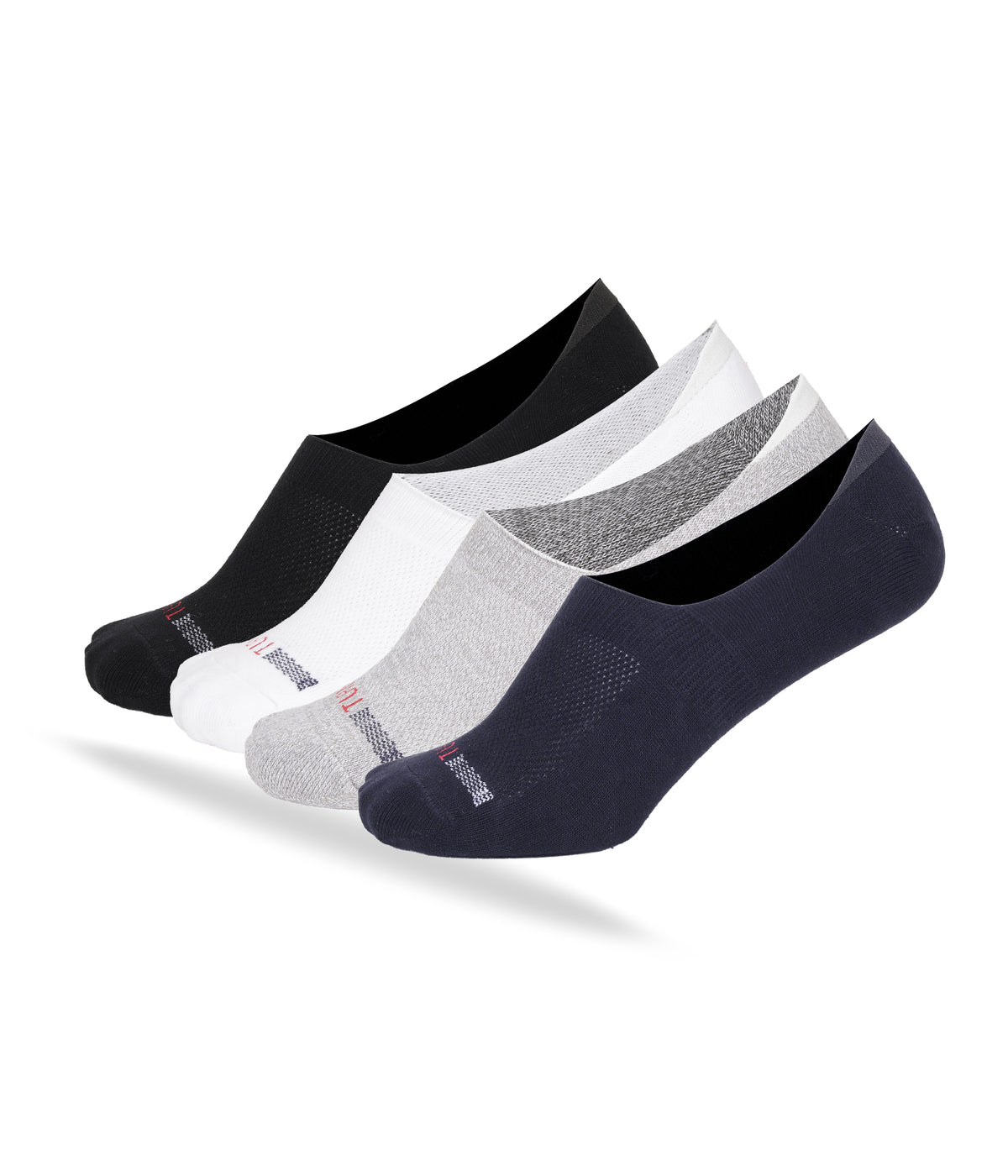 Travel Fresh Invizz socks displayed in a pack of 2, featuring black, white, grey, and navy colors.
