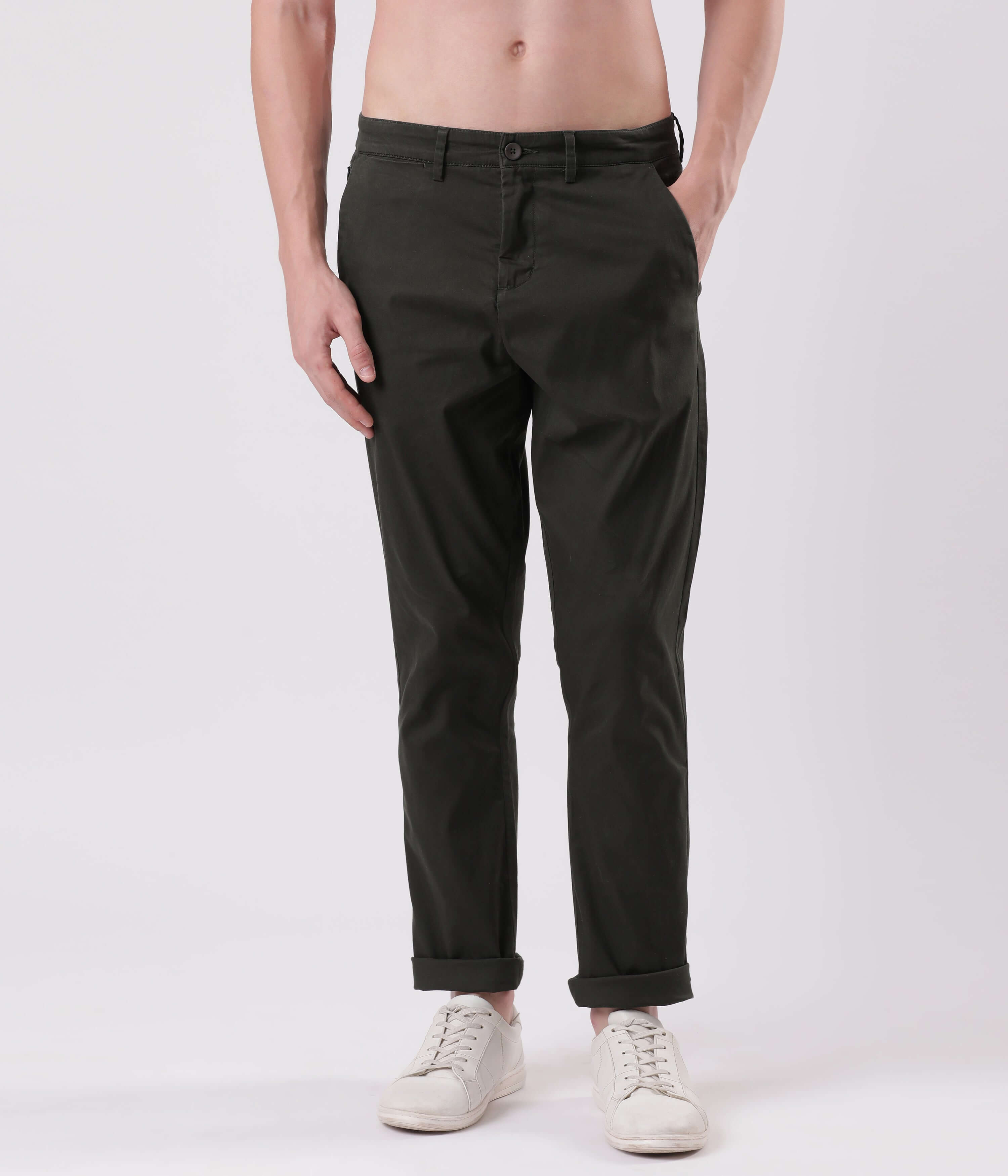 Sage Olive Turms All Day Worry-Less Chino in a stylish fit, showcasing comfort and flexibility.