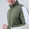 Stylish man wearing a green and white co-ord set jacket, featuring a zip and a sporty design, ideal for everyday wear.