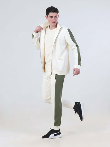 Stylish Turms Intelligent Co-Ord Set in cream and olive, perfect for men and women, showcasing comfort and modern design.