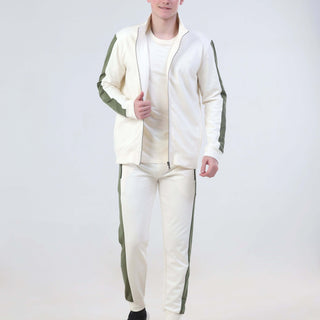 Man in desert snow co-ord set, featuring water-resistant jacket and joggers, showcasing Turms Intelligent Apparel style.