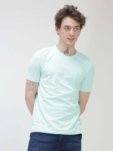 Aqua Round Neck Blue Tshirt- Turms Intelligent Apparel Anti stain & Anti Odor URturms