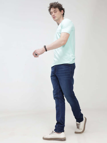 Aqua Round Neck Blue Tshirt- Turms Intelligent Apparel Anti stain & Anti Odor URturms