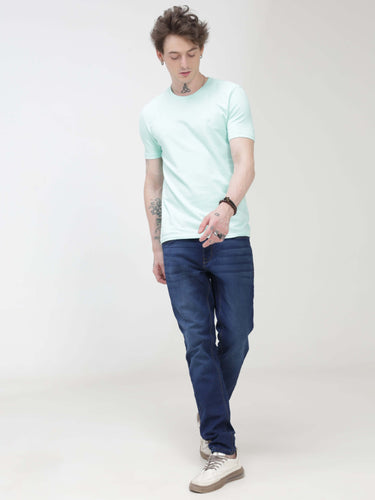 Aqua Round Neck Blue Tshirt- Turms Intelligent Apparel Anti stain & Anti Odor URturms