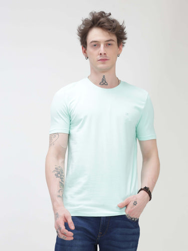 Aqua Round Neck Blue Tshirt- Turms Intelligent Apparel Anti stain & Anti Odor URturms