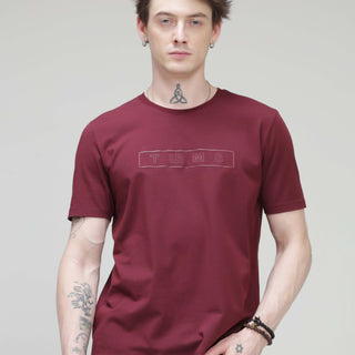 Burgundy Elite Turms T-shirt - Anti-Stain, Anti-Odor, Stretchable, Intelligent Apparel, Trendy with Round Neck, Tailored Fit.