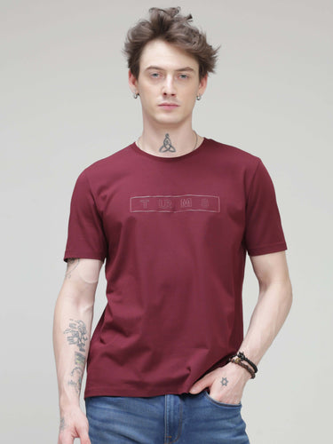 Burgundy Elite Turms T-shirt - Anti-Stain, Anti-Odor, Stretchable, Intelligent Apparel, Trendy with Round Neck, Tailored Fit.
