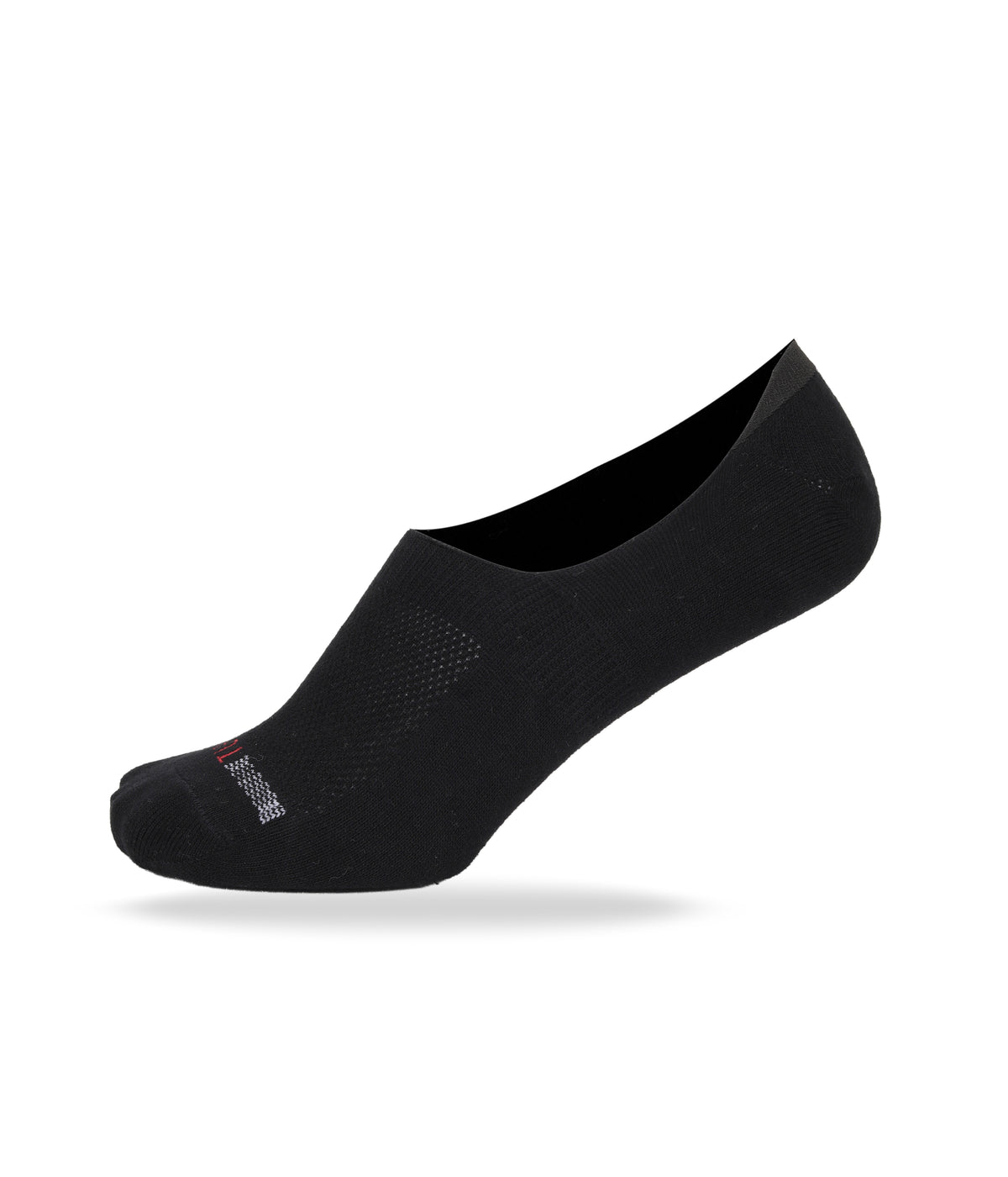 Travel Fresh Invizz socks - black no-show sock showcasing breathable design for active travel wear.