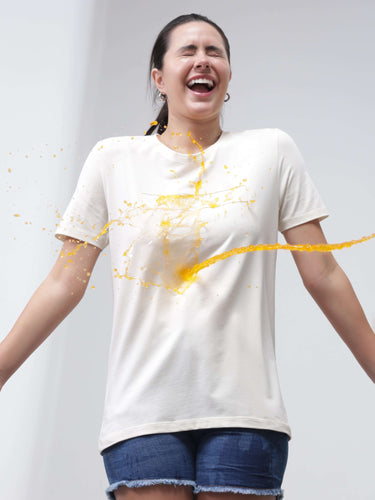 Womens casual t-shirt Soft Peach Stain-Proof & Odor-Resistant Turms T-shirtCrew Neck UnisexRs. 999.00