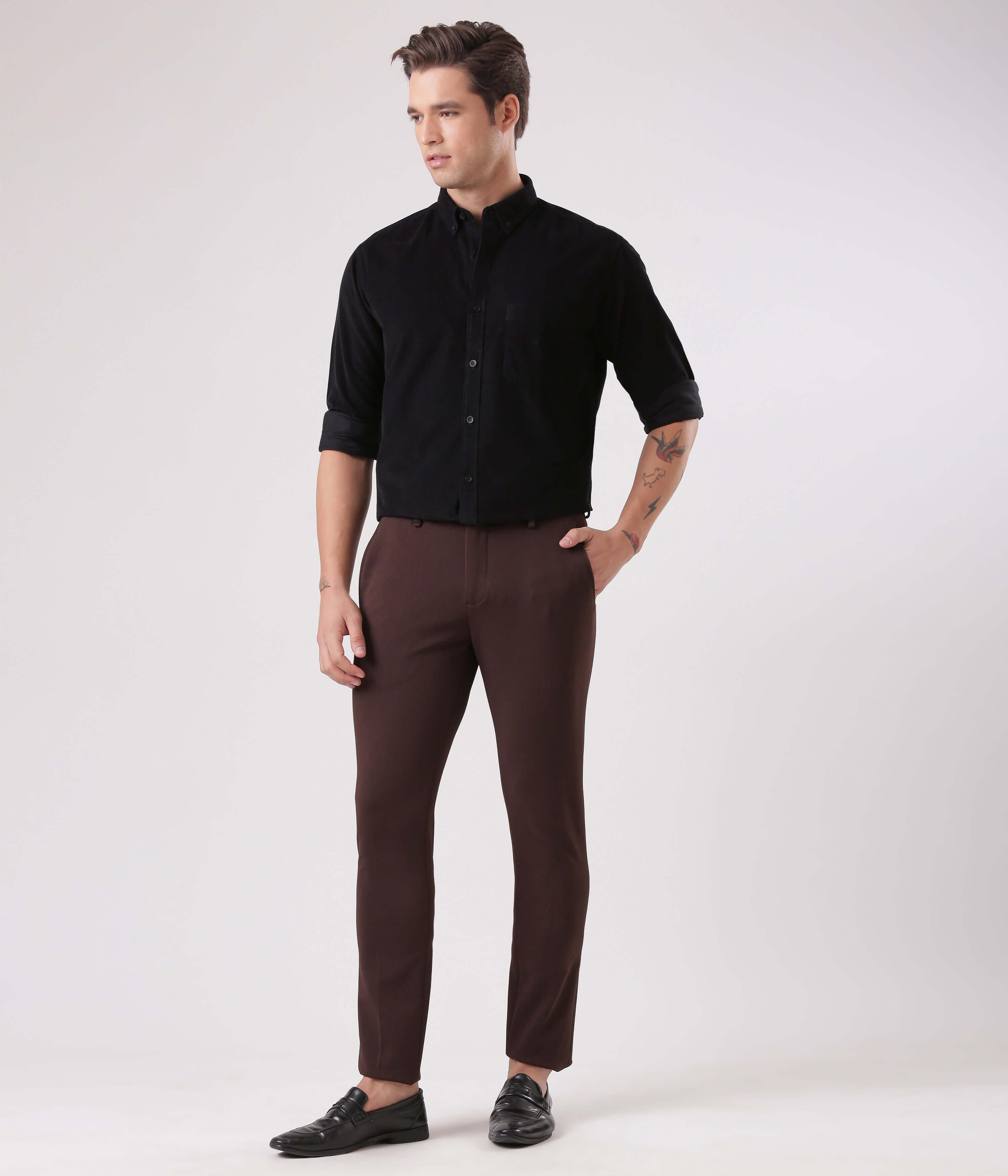 Black Beauty - Turms Ultra Luxe Intelligent Corduroy Shirt paired with stylish trousers for men.