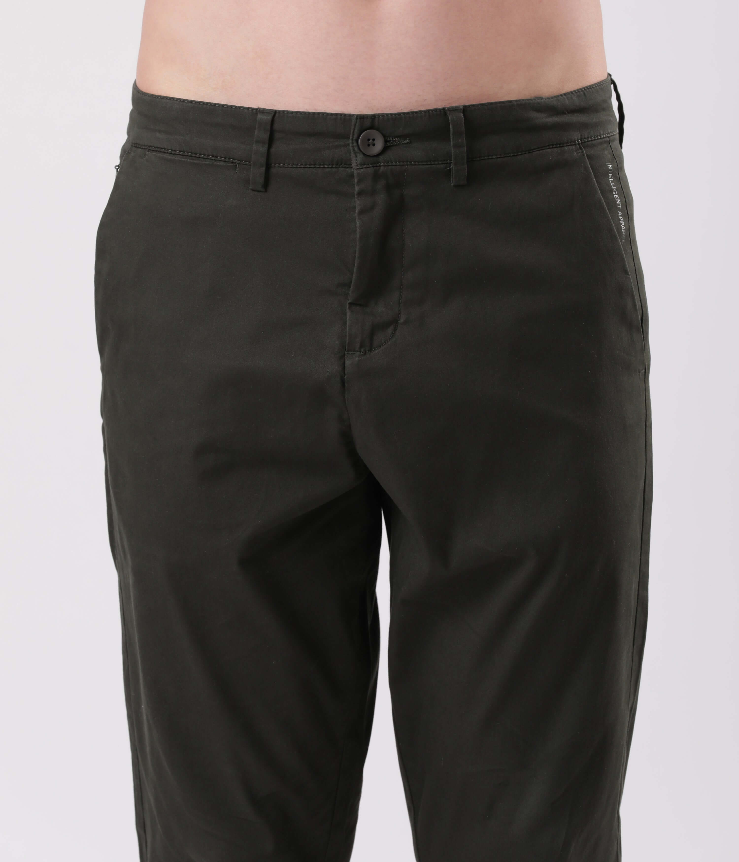Sage Olive Turms All Day Worry-Less Intelligent Smart flex Chino front view, showcasing quality and style.