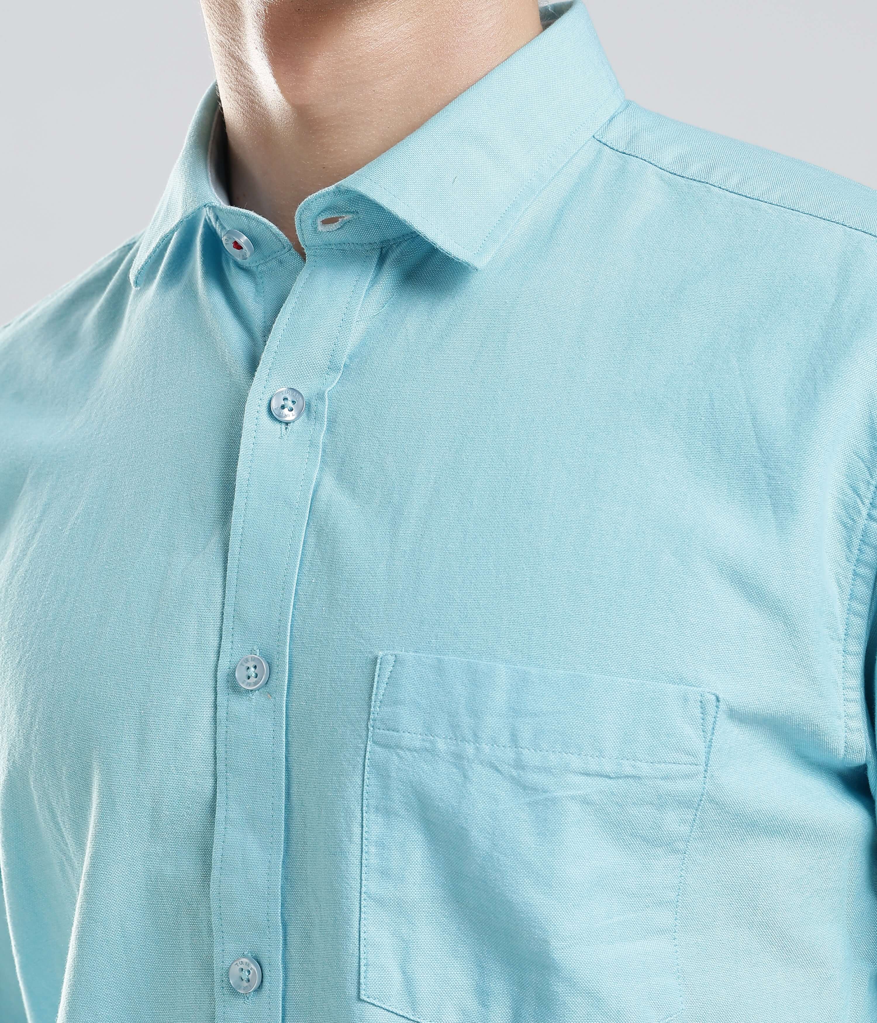 Turms Men's Casual Premium Cotton Oxford Shirt | Turquoise Turms Men's Casual Premium Cotton Oxford Shirt | Turquoise
