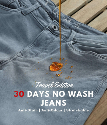 URturms Discover X-plorer 30 days no wash jeans for men by Turms. Anti-stain, anti-odor, tailored fit jeans perfect for everyday and travel wear. Rs. 2999.00