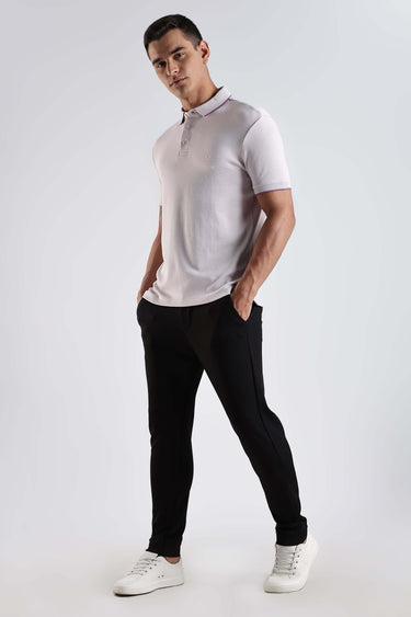 Lavender Fires cotton polo tshirt modeled by a man, showcasing premium style, comfort, and functionality.