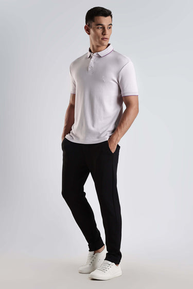 Lavender Fires: stylish man wearing a premium cotton polo tshirt, perfect for everyday wear, showcasing its comfort and quality.