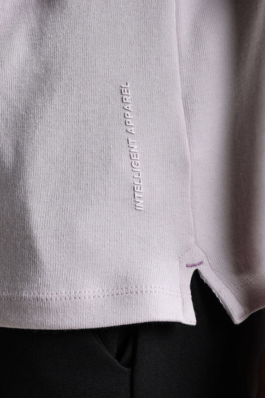 Close-up of the Lavender Fires Intelligent Modal Polo highlighting the quality stitching and soft fabric for men.