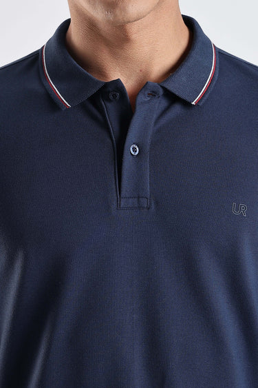 Orion Blue cotton polo t-shirt for men, premium soft fabric with stylish collar and meticulous stitching.