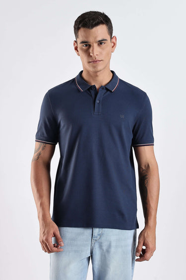 Orion Blue cotton polo t-shirt for men, premium quality, waterproof, anti-stain, anti-odour, stylish comfort.